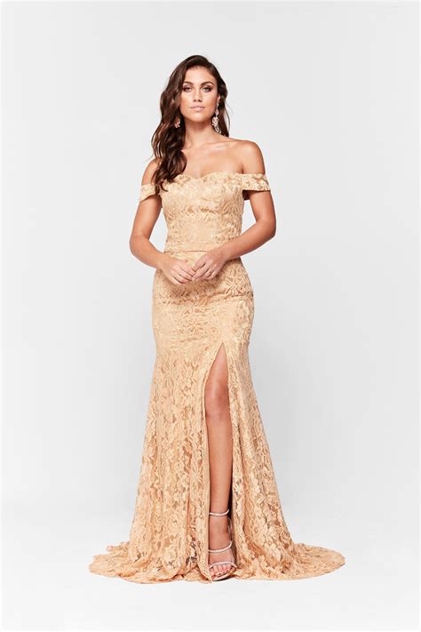 gold lace gown